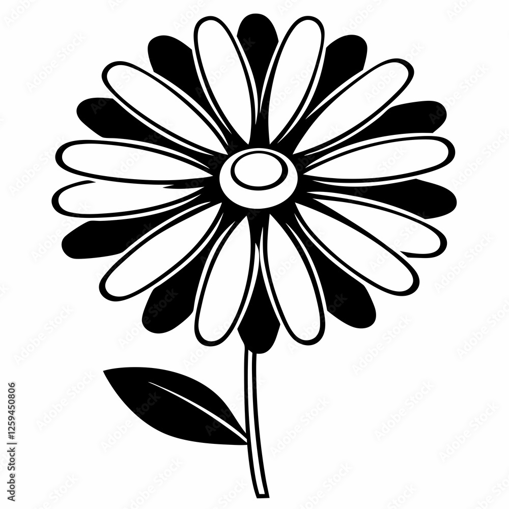 Daisy Icon with White Petals and Yellow Center Vector Daisy Icon with White Petals and Yellow Center Vector