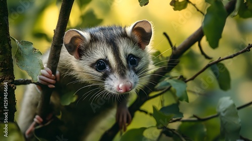 Opossum against the background of nature