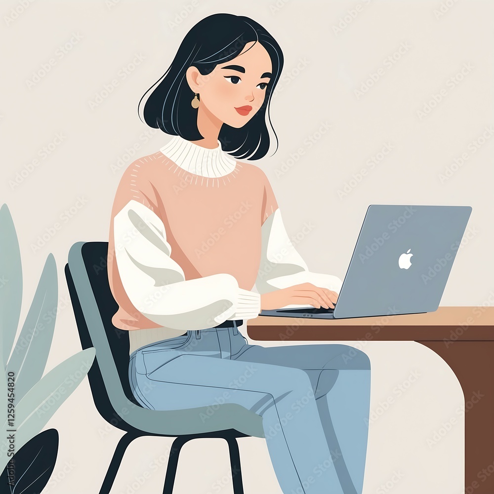 Flat Design Character An elegant businesswoman wearing a stylish outfit, poised for a successful day at work or a meeting. Flat Design Character An elegant businesswoman wearing a stylish outfit, poised for a successful day at work or a meeting.