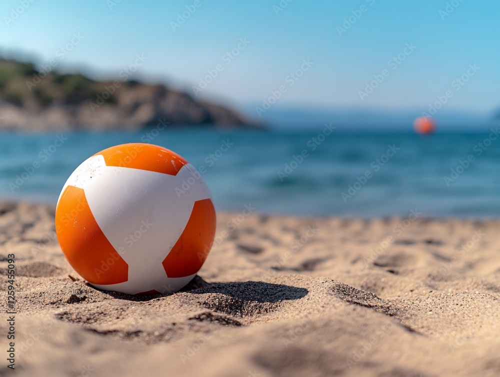 Orange ball beach sand summer sea coast vacation Orange ball beach sand summer sea coast vacation