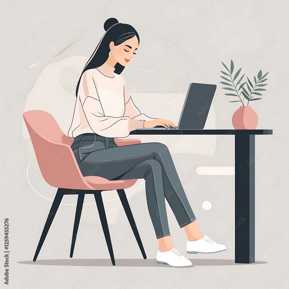 Flat Design Character An elegant businesswoman wearing a stylish outfit, poised for a successful day at work or a meeting. Flat Design Character An elegant businesswoman wearing a stylish outfit, poised for a successful day at work or a meeting.