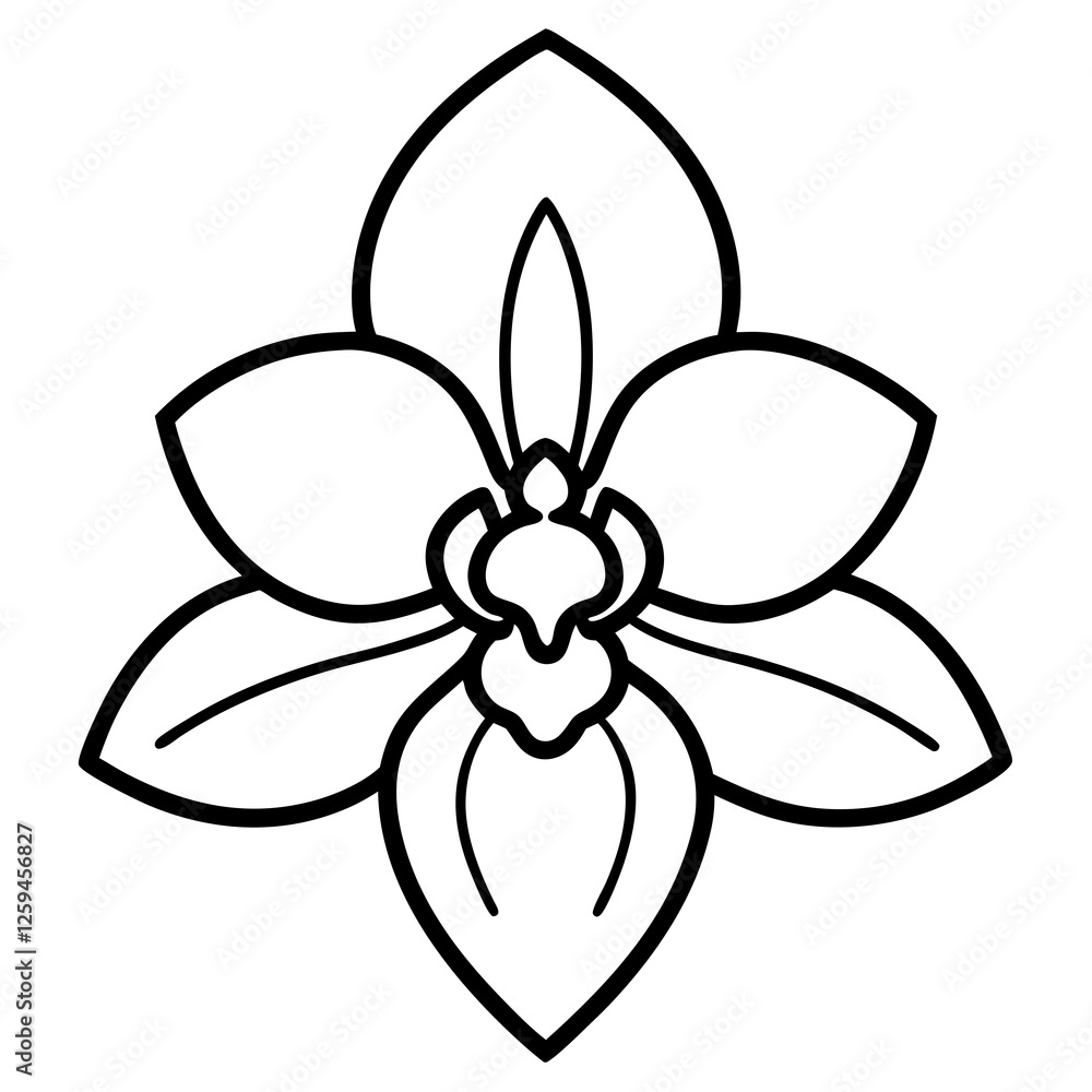 Orchid Flower Icon with Unique Petal Patterns Vector Illustration Orchid Flower Icon with Unique Petal Patterns Vector Illustration