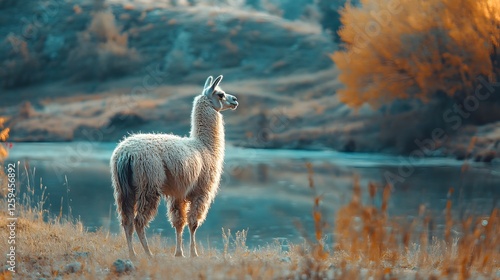 Llama against the background of nature