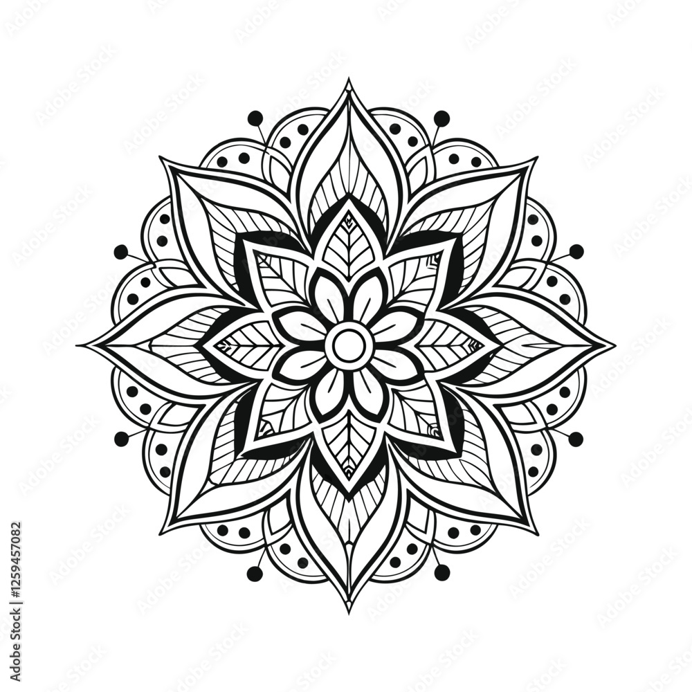 Fototapeta premium Adult color book floral hand drawing pattern vector art design