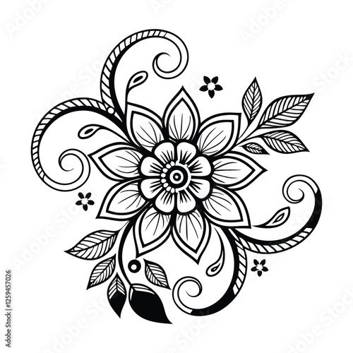 Henna flower mehndi vector art pattern background silhouette design