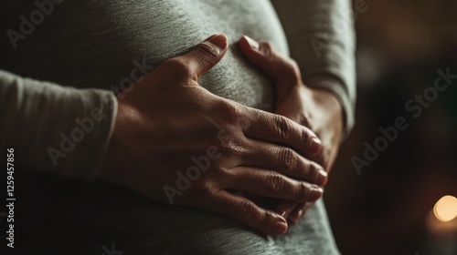 A close-up of massage therapist’s hands applying deep pressure for muscle relief photo