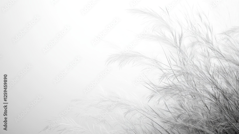 Monochrome photo of tall grass in fog. Ideal for minimalist designs, nature themes, or serene mood boards. Monochrome photo of tall grass in fog. Ideal for minimalist designs, nature themes, or serene mood boards.