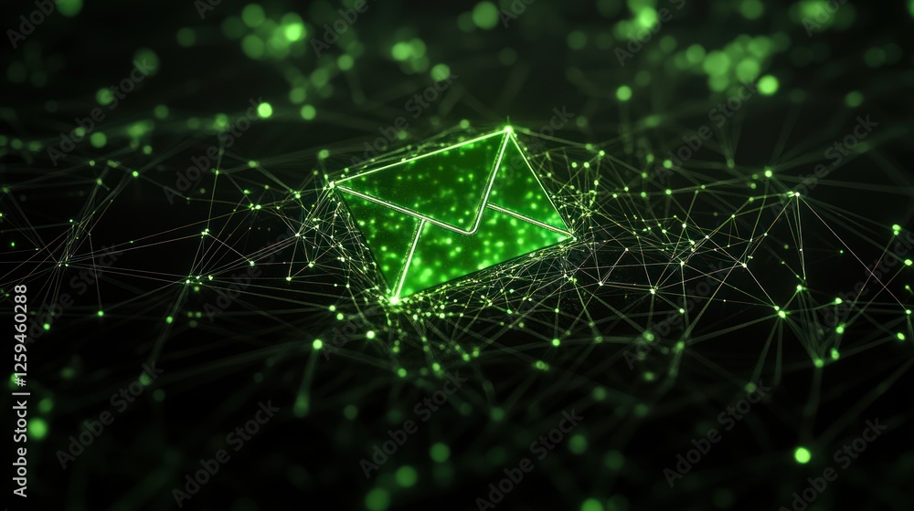 Fototapeta premium Glowing email on network, digital communication