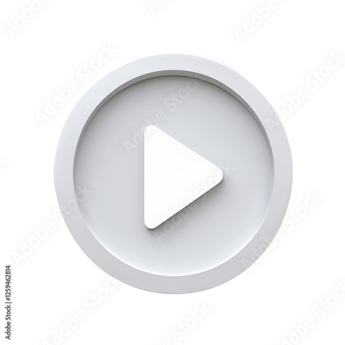 Play button icon on a white background isolated on a clean PNG file, featuring a simple and modern media symbol, ideal for video interfaces, streaming platforms, and multimedia design projects.