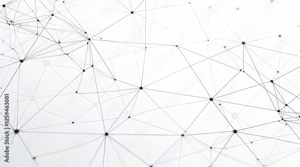 Fototapeta premium Abstract Geometric Network of Interconnected Black Lines and Nodes on Transparent or Solid Background – High-Tech Digital Mesh for Futuristic Design, AI, Blockchain, Data Visualization, Web Graphics,