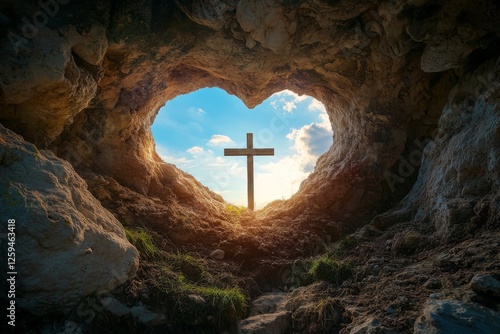 photo of heart-shaped cave with the cross outside, symbolizing Jesus Christ love and presence during Easter 