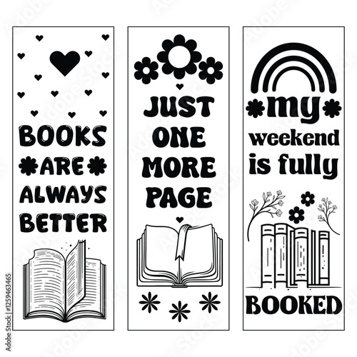 Bookmark Quotes design with flower Set Bundle