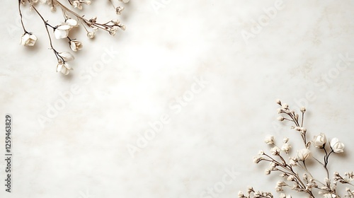 Dried White Flowers on Beige Background