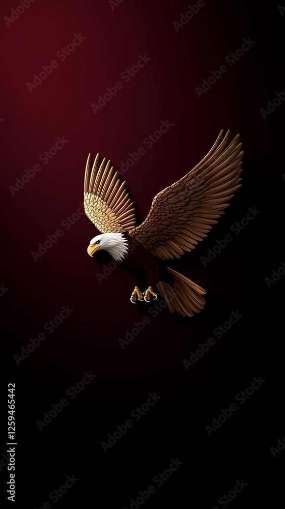 Fototapeta premium Majestic eagle soaring dark background, digital art, freedom concept