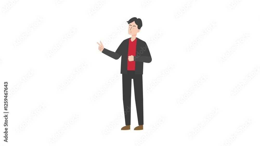 video man stands with two fingers raised cartoon animation
video man stands with two fingers raised cartoon animation