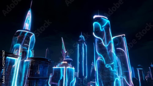 Neon Cityscape in Futuristic Style