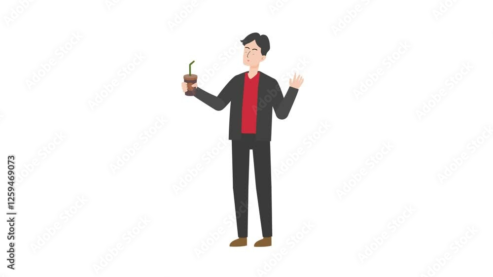 video man stands with coffee cartoon animation
video man stands with coffee cartoon animation