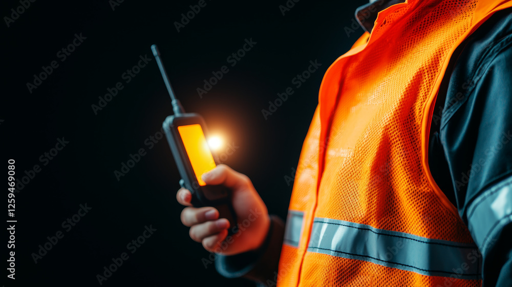 custom made wallpaper toronto digitalClose up of rescue worker holding alert device with hope and determination