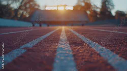 Running track and  sunset light