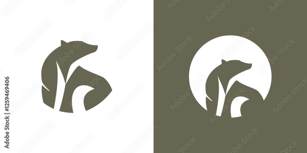 Bear polar abstract in round circle logo icon isolated graphic vector Bear polar abstract in round circle logo icon isolated graphic vector