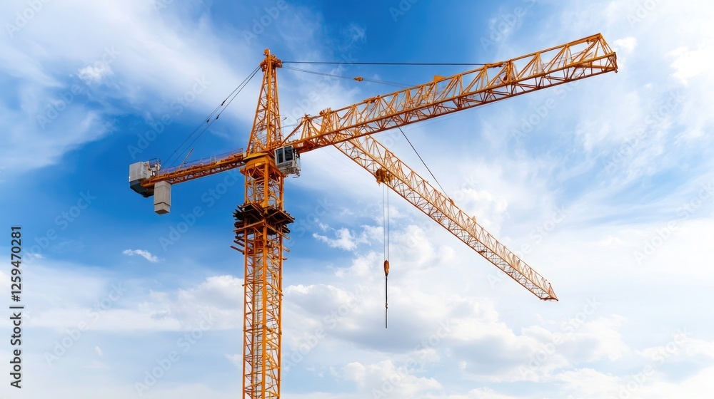 Construction crane against partly cloudy sky. Possible use Stock photo Construction crane against partly cloudy sky. Possible use Stock photo