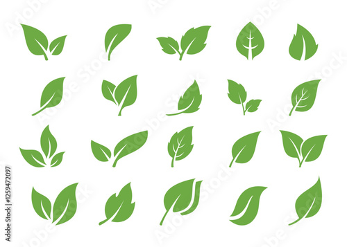 Green leaf ecology nature element vector icons set  illustration