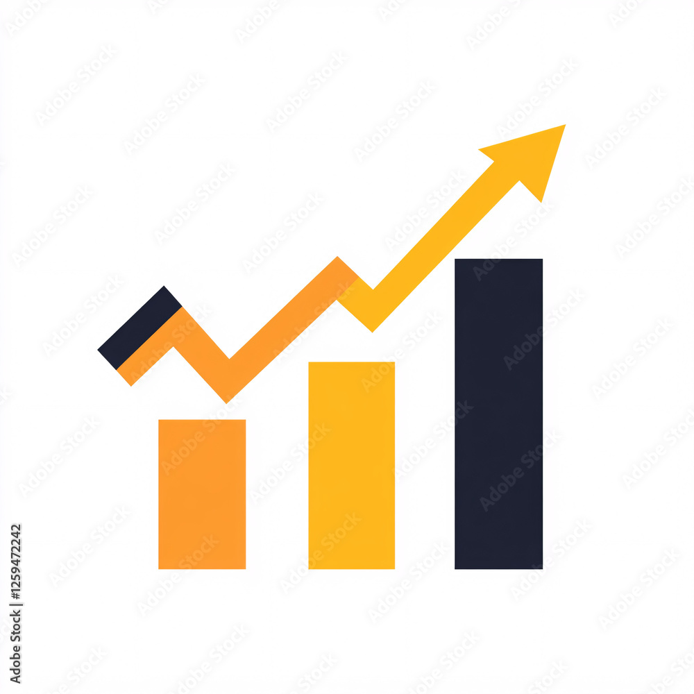 yellow and black upward trend chart graph arrow icon illustration yellow and black upward trend chart graph arrow icon illustration