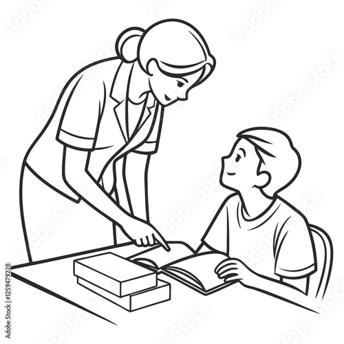Teacher day teaching student coloring pages hand-drawn line art design