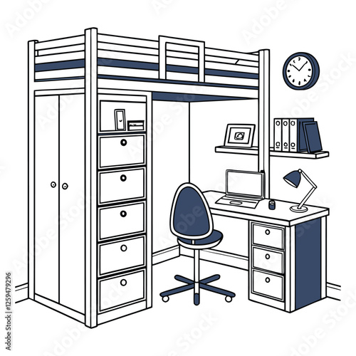 Reading working table animator architecture vector silhouette design