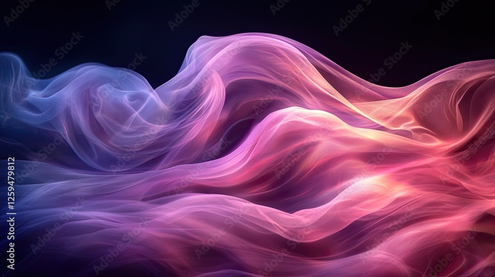 Fototapeta premium Abstract colorful waves of light flowing gracefully against a dark background, creating a serene atmosphere