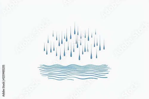 3D light rain icon, sleek and smooth design depicting drizzle on a white backdrop.