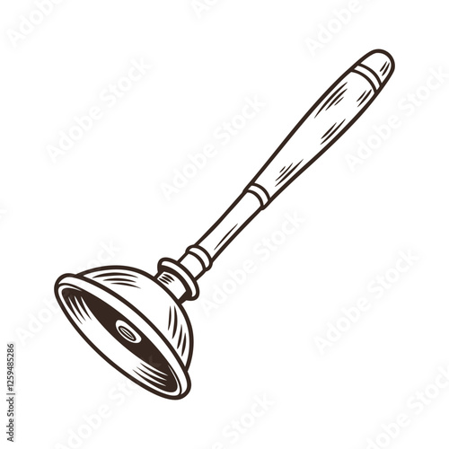 plunger drawing hand tools toilet bathroom cleaner illustration