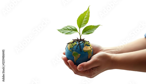 Earth Day graphic with a transparent background, featuring symbols of nature and sustainability