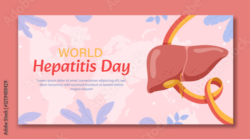 World Hepatitis Day awareness banner with liver illustration. 