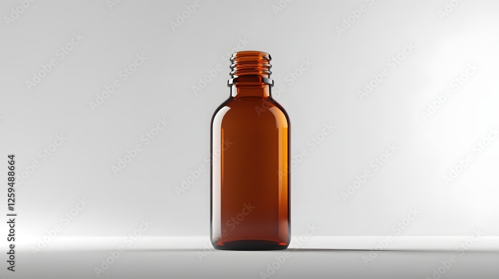 Elegant Amber Glass Bottle on White Background Minimalist Product Mockup for Liquid Elegant Amber Glass Bottle on White Background Minimalist Product Mockup for Liquid