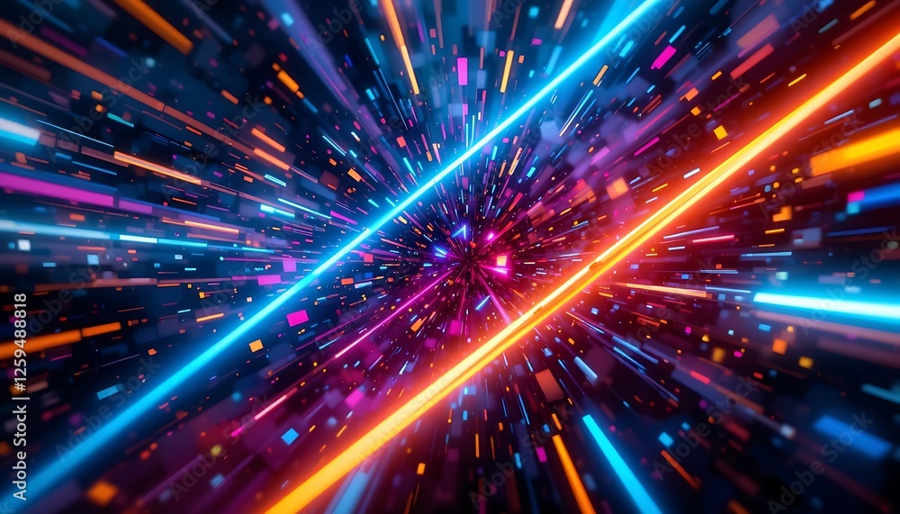 Fototapeta premium Abstract Digital Data Stream with Colorful Lights and Futuristic Feel