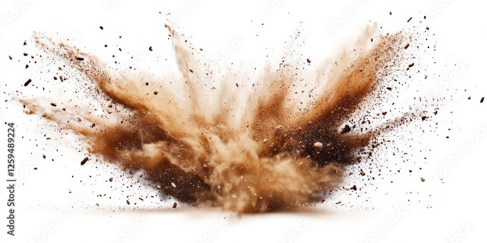 a brown splash painting on white background, brown powder dust paint beige brown explosion explode burst isolated splatter abstract. brown smoke or fog particles explosive special effect a brown splash painting on white background, brown powder dust paint beige brown explosion explode burst isolated splatter abstract. brown smoke or fog particles explosive special effect