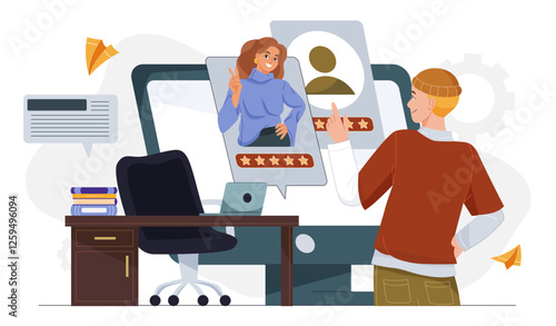 Online job candidate selection process concept. 