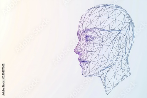 3D face recognition glyph, detailed modern design for biometric security on white backdrop.