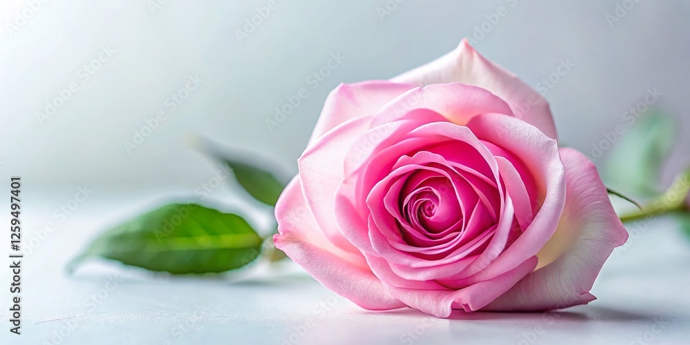 Delicate Pink Rose Bloom on White Canvas - High Resolution Stock Photo Delicate Pink Rose Bloom on White Canvas - High Resolution Stock Photo
