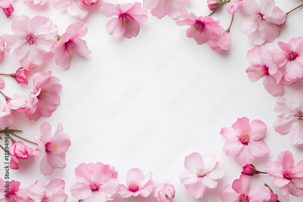 Fototapeta premium イラスト, 春, サクラ, さくら, 桜, 花, 木, サクランボ, 全盛期, ブランチ, とぶ, ピンク, sakura, 自然, フローラル, 日本人, 文科系, 咲く, デザイン, 模様, ベクター, 植える, 日本, 季節, 葉, 美しさ, すごい, サマータイム, フレーム, ウォーターカラー, 美しい, つぼみ, 白, 植物, 開花