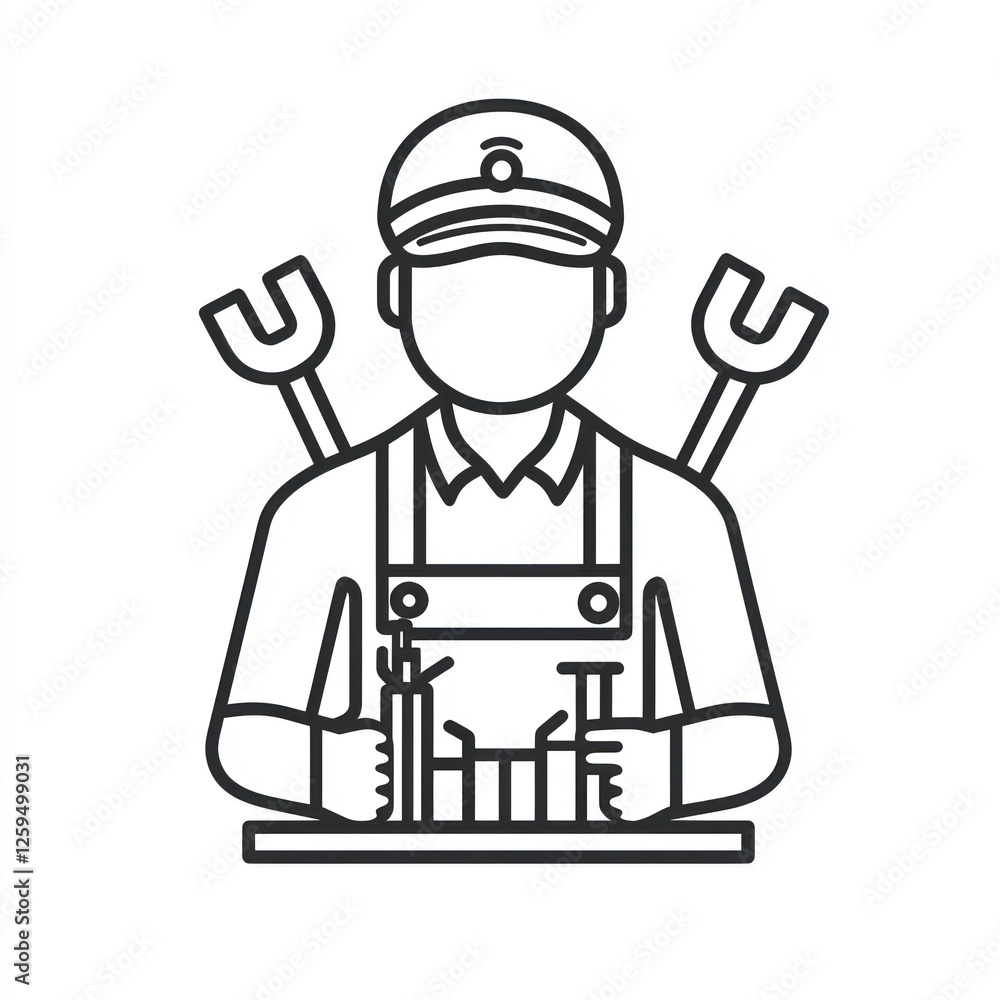 3D mechanic symbol, representing vehicle and equipment repair, white background. 3D mechanic symbol, representing vehicle and equipment repair, white background.
