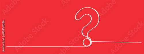 Vibrant Red Backdrop with White Line Question Mark