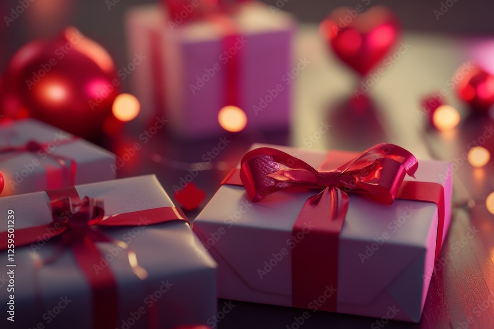 Valentine's Day 2025 gift exchange. Heartwarming and joyful scene. Highlighting affection and surprise. Perfect for gift guides. Valentine's Day 2025 gift exchange. Heartwarming and joyful scene. Highlighting affection and surprise. Perfect for gift guides.