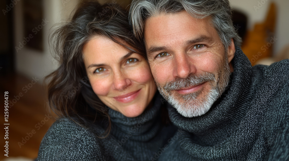 A happy middle-aged couple in love, generative AI A happy middle-aged couple in love, generative AI