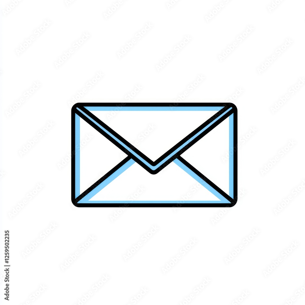 3D Glyph Line Icon showing a minimalist envelope to represent communication and correspondence on a white background. 3D Glyph Line Icon showing a minimalist envelope to represent communication and correspondence on a white background.