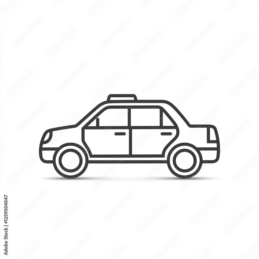 3D Glyph Line Icon representing a taxi service, symbolizing fast city transport, on solid white background. 3D Glyph Line Icon representing a taxi service, symbolizing fast city transport, on solid white background.