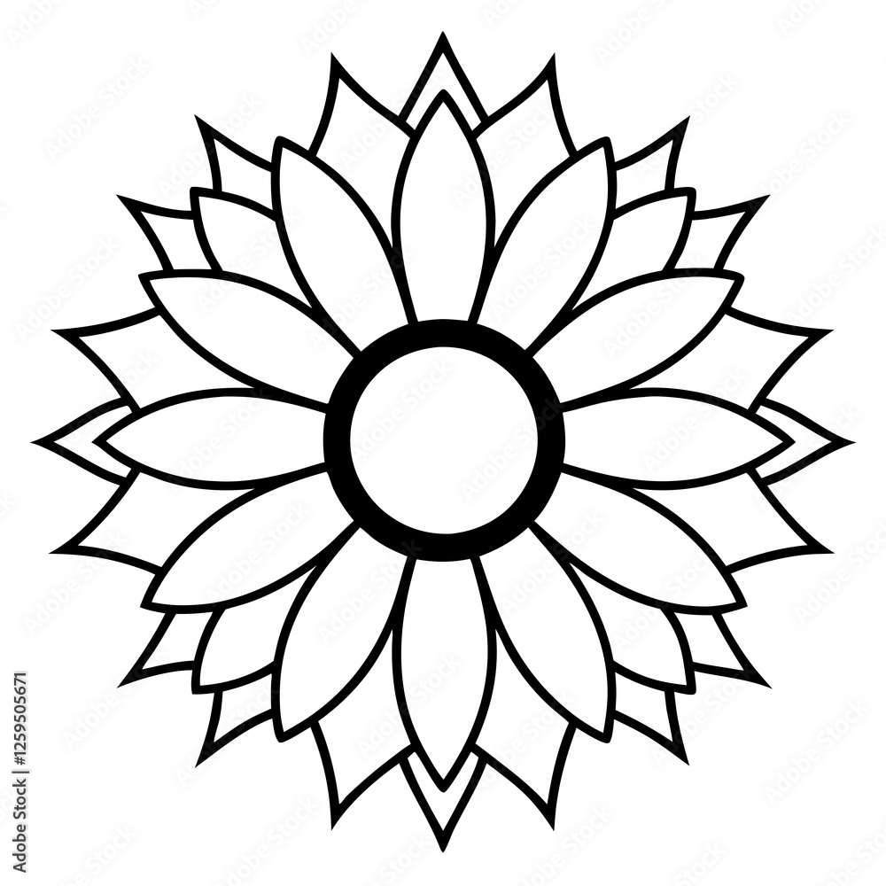 Sunflower Icon: Symmetrical Petal Vector Design Sunflower Icon: Symmetrical Petal Vector Design