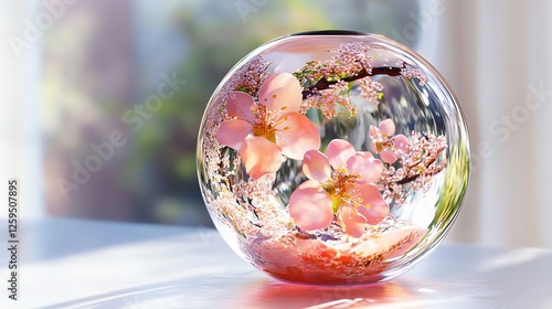 Wallpaper Mural Beautiful glass vase with pink flowers and delicate reflections. Torontodigital.ca