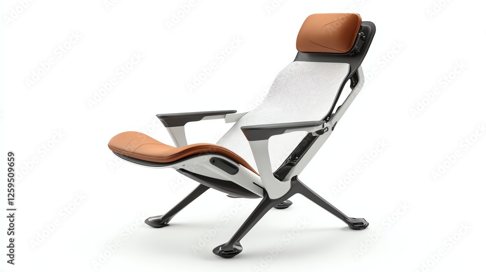 Innovative lounge chair with ergonomic design, white isolate background Innovative lounge chair with ergonomic design, white isolate background